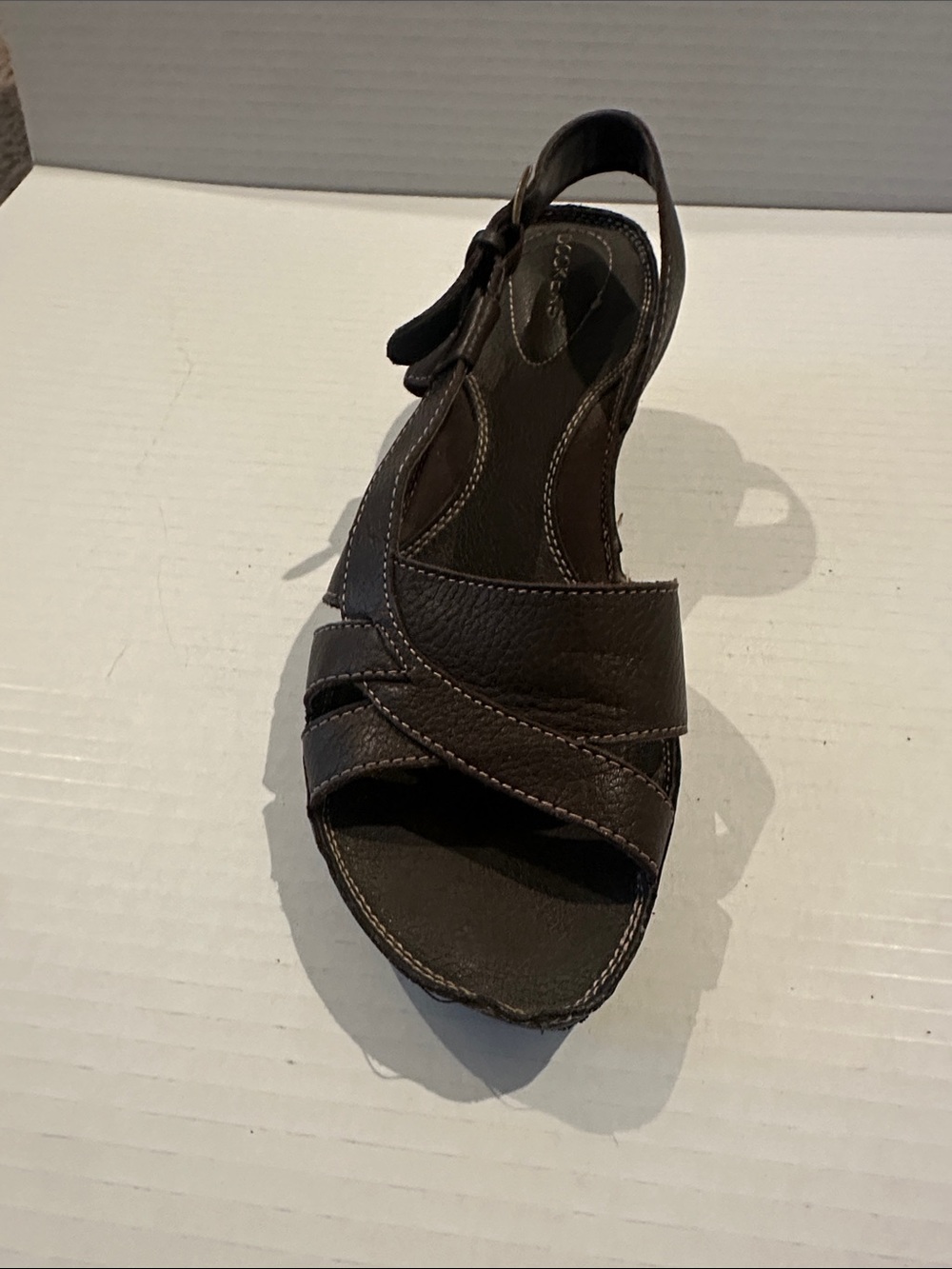 Dockers Dark Brown Leather Open-Toe Slingback Sandal